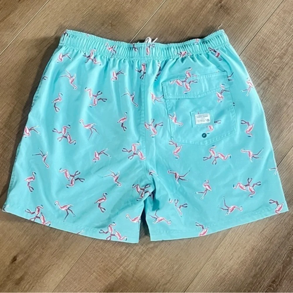 Ocean Current Men 32 Waist Swim Board Shorts Green Pink Flamingo Fast Dry Trunks